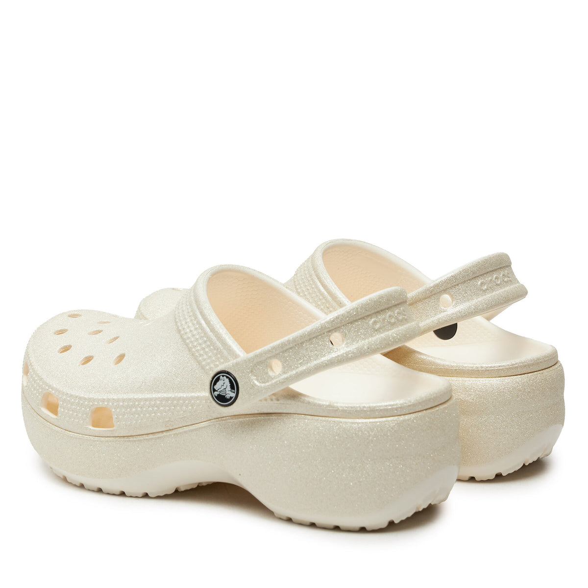 Crocs Чехли Classic Platform Glitter Clog W 207241 Екрю