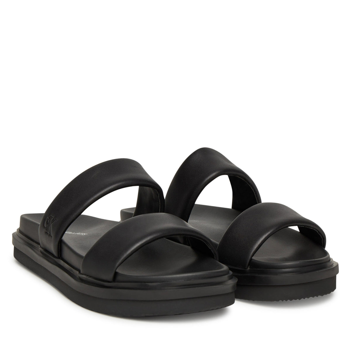 Calvin Klein Jeans Чехли Flat Molded Doublebar Sandal Lth YM0YM01226 Черен