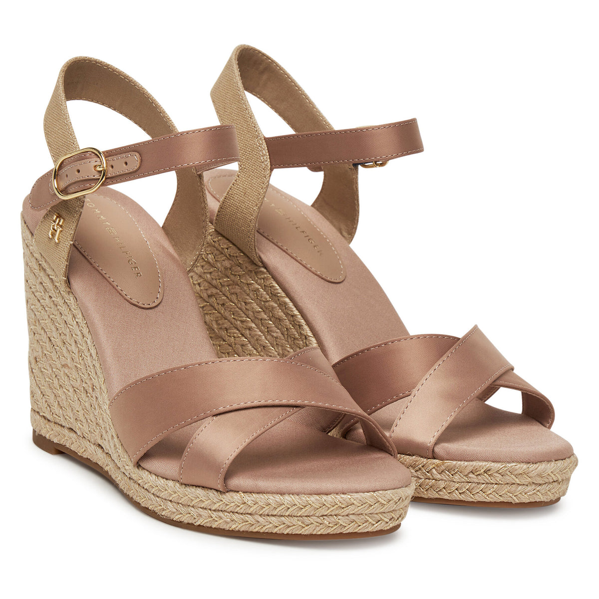 Tommy Hilfiger Еспадрили Satin High Wedge Espadrille FW0FW08602 Розов