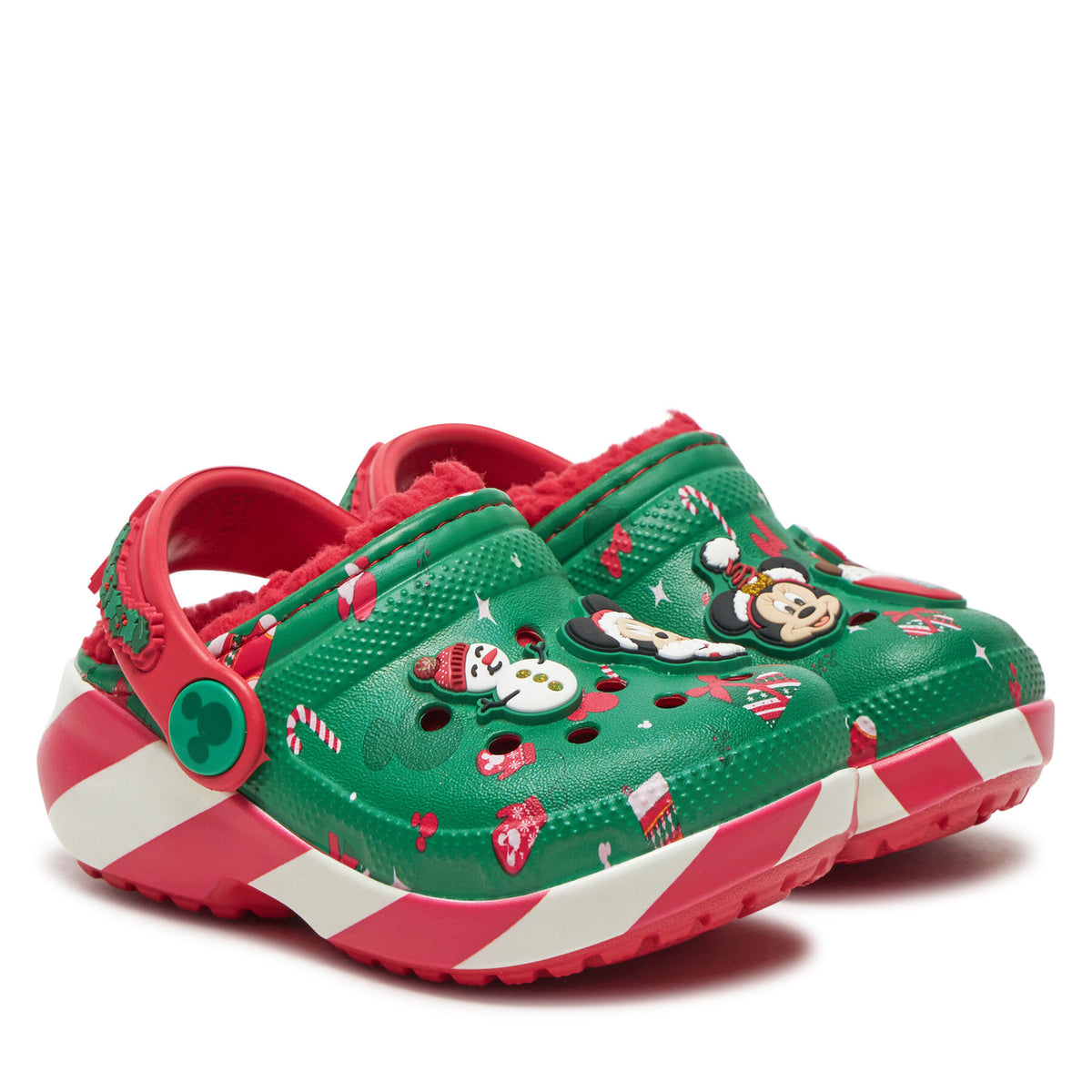 Crocs Чехли Classic Mickey Xmass Lined Clog T 210815 Зелен